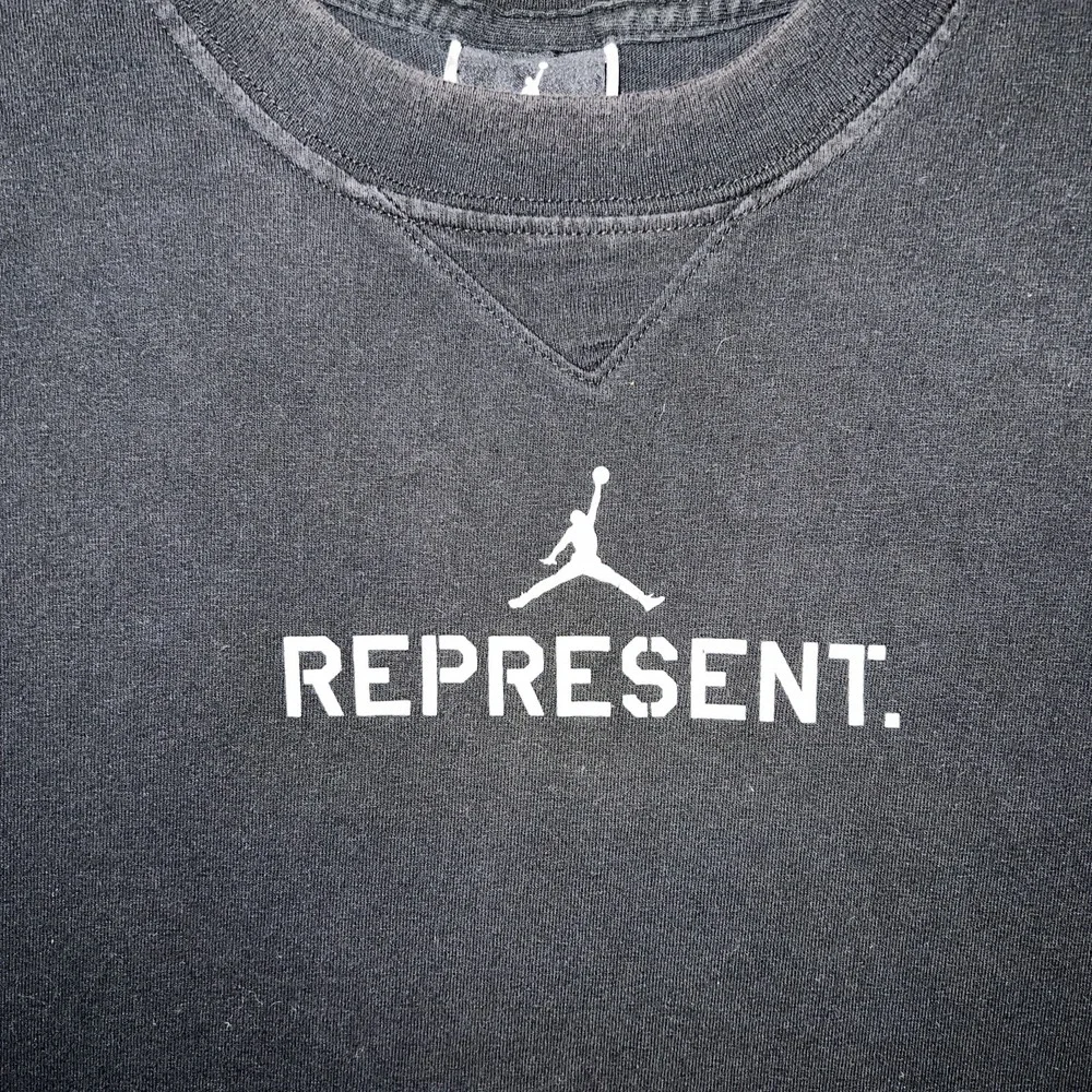 VTG Nike Air Jordan Represent T Shirt Mens Sz L Black‎ Center Jumpman Logo Tee
